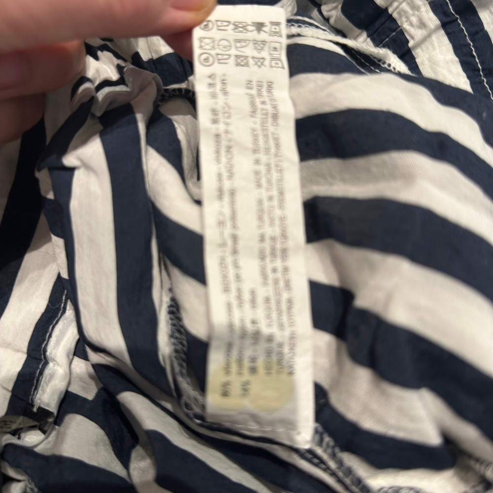 ZARA Navy White Striped Paperbag Waist Pants Size 8 - Picture 13 of 13